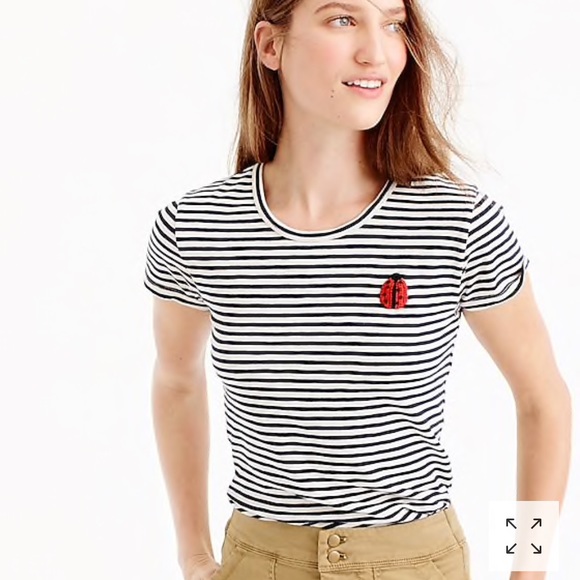 J. Crew Tops - J.Crew Striped painter tee with lady bug patch